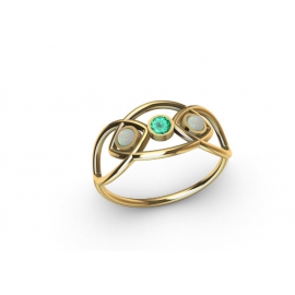 Gold, emerald and opals ring 2
