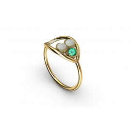 Gold, emerald and opals ring