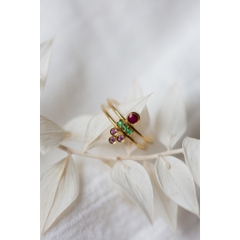 gold ring with ruby, emeralds and pink sapphires