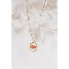 yellow gold and pink sapphire necklace