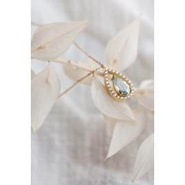 Aqua-marina & diamonds necklace - 18k recycled gold