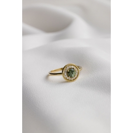 Millegrain ring - 18k recycled gold, sapphire & diamonds